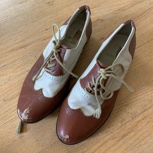 Aged wingtip oxfords